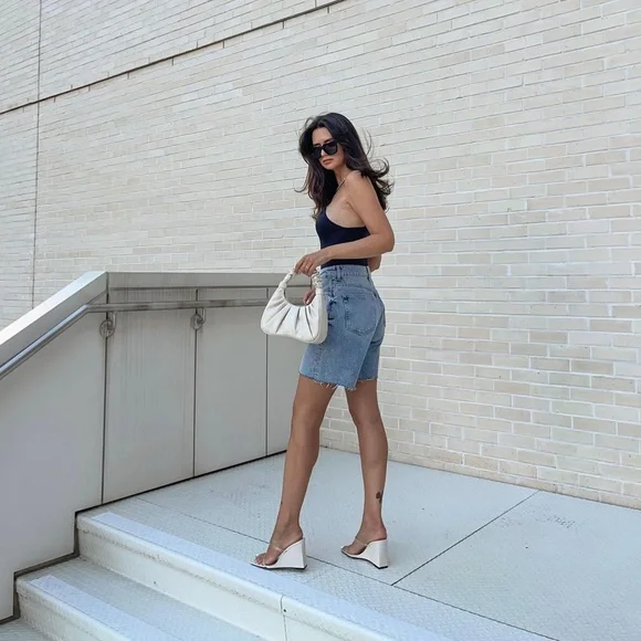 Zara Off White Vinyl Wedge Sandals - Picture 4 of 17